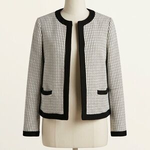 Massimo Dutti Black and White Tweed Jacket, Size US 4.